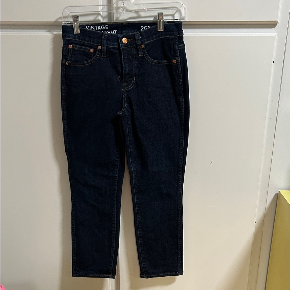 J. Crew Dark Blue Midrise Vintage Straight Fit Jeans 26P